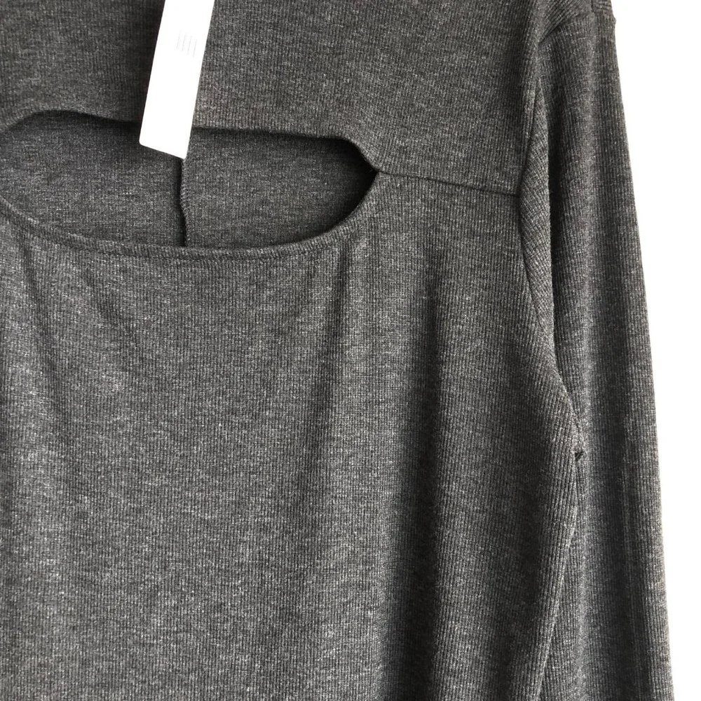 NWT Anthropologie Bordeaux Womens Sweater Dress XL Gray Mock Neck Maxi Stretch - Picture 5 of 10